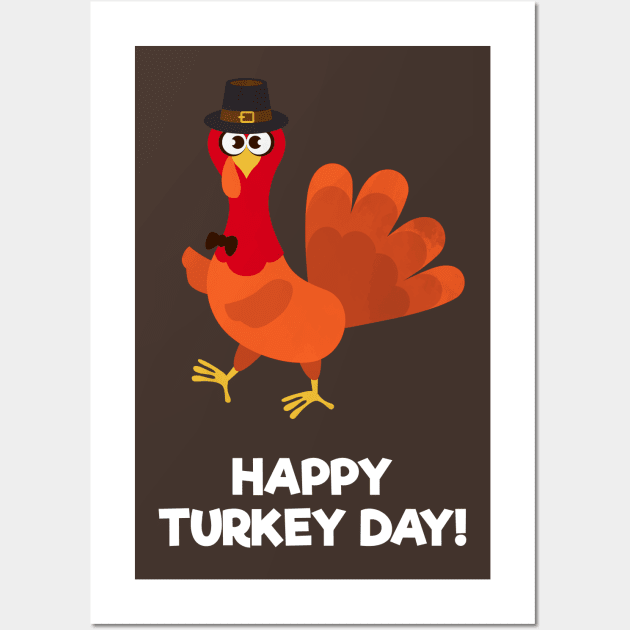 Cute Turkey with Thanksgiving Greetings Wall Art by Dendisme_Art